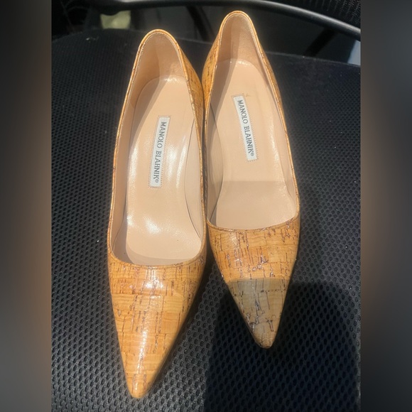 Manolo Blahnik Shoes - Manolo Blahnik color Textured Tan Heels sz 35 1/2